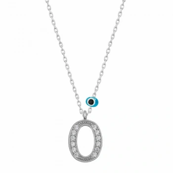 Byhodi 925 Ayar Gümüş Nazar Rodyum O Harfi Kadın Gümüş Kolye T6820 (599599)