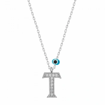 Byhodi 925 Ayar Gümüş Nazar Rodyum T Harfi Kadın Gümüş Kolye T6826 (599599)