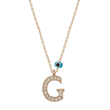 925 Ayar Gümüş Nazar Rose G Harfi Kadın Gümüş Kolye T6875 (599599)