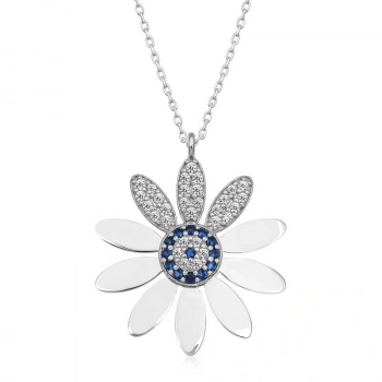 Byhodi 925 Ayar Gümüş Nazarlı Papatya Kadın Gümüş Kolye T7014 (599599)