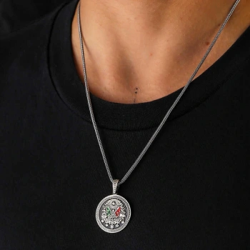 Byhodi 925 Ayar Gümüş Osmanlı Armalı Erkek Kolye T7928 (599599)