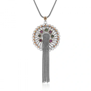 Byhodi 925 Ayar Gümüş Renkli Taşlı Kadın Gümüş Kolye T6393 (599599)