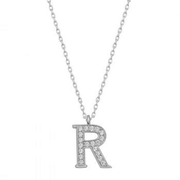 Byhodi 925 Ayar Gümüş Rodyum Kaplama R Harfi Kadın Gümüş Kolye T6695 (599599)