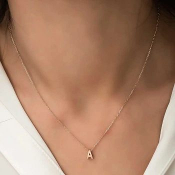 925 Ayar Gümüş Rose 3 Boyutlu A Harf Kadın Gümüş Kolye T5919 (599599)