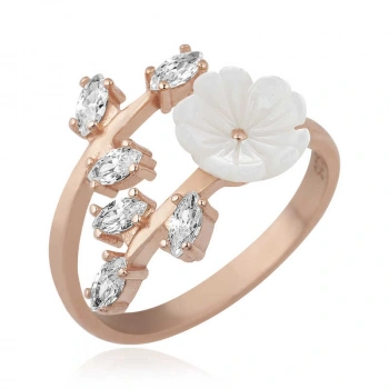 Byhodi ​925 Ayar Gümüş Rose Beyaz Bahar Çiçeği Yüzük T5211 (599599)