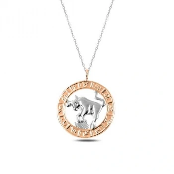 925 Ayar ​Gümüş Rose Boğa Burcu Kadın Gümüş Kolye T4910 (599599)