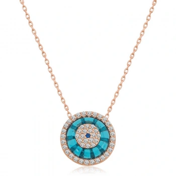 Byhodi 925 Ayar Gümüş Rose Camgöz Nazar Kadın Gümüş Kolye T5466 (599599)