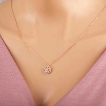 Byhodi 925 Ayar Gümüş Rose Çiçek Kadın Gümüş Kolye T7376 (599599)