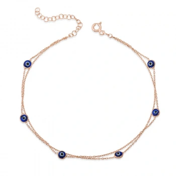 Byhodi 925 Ayar Gümüş Rose Çift Zincirli Nazar Halhal T6107 (599599)