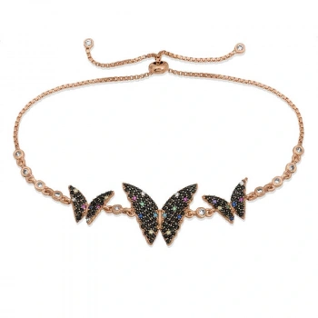 Byhodi 925 Ayar Gümüş Rose Kelebek Asansör Bileklik BR0460666 (599599)