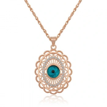 ​925 Ayar Gümüş Rose Oval Nazar Kolye T4102 (599599)