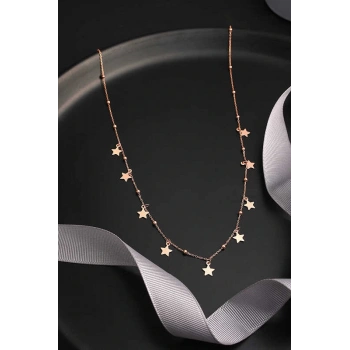 Byhodi 925 Ayar Gümüş Rose Yıldızlı Dorika Kadın Gümüş Kolye T7914 (599599)