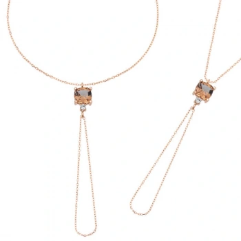 Byhodi 925 Ayar Gümüş Rose Zültanit Taşlı Kare Şahmeran T6125 (599599)