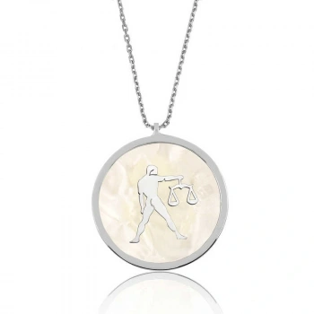 925 Ayar Gümüş Sedef Taşlı Terazi Burcu Kadın Gümüş Kolye PT2610579 (599599)