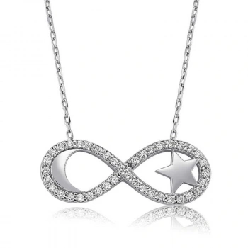 Byhodi 925 Ayar Gümüş Sonsuzluk Ay Yıldız Kadın Gümüş Kolye PT2610342 (599599)