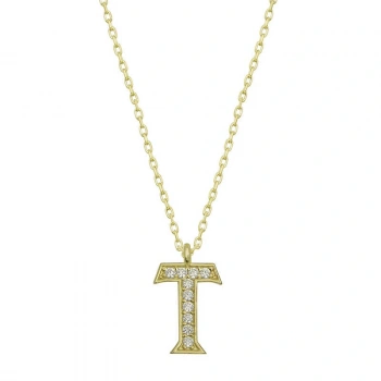 925 Ayar Gümüş T Harfi Kadın Gümüş Kolye T6628 (599599)