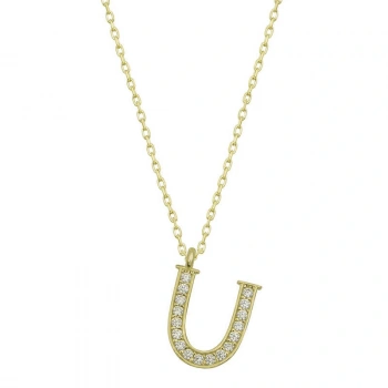 925 Ayar Gümüş U Harfi Kadın Gümüş Kolye T6629 (599599)