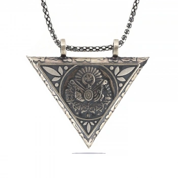 Byhodi 925 Ayar Gümüş Üçgen İçi Açılabilen Osmanlı Arma Muskalık Gümüş Kolye T6013 (599599)