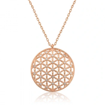 ​​​925 Ayar Gümüş Yaşam Çiçeği Kadın Gümüş Kolye T4596 (599599)