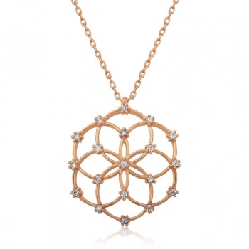 925 Ayar Gümüş Yaşam Çiçeği Kadın Gümüş Kolye T4598 (599599)