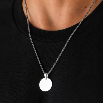Byhodi 925 Ayar Gümüş Yuvarlak Plaka Kolye T7934 (599599)