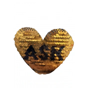 Aplike Ütü İle Yapışan Aşk Yazılı Pullu Sarı Arma 4x4 cm