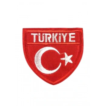 Aplike Ütü İle Yapışan Türk Bayrağı Türkiye Yazılı Arma 4 cm