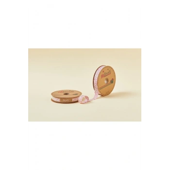Biye Çiçekli Katlı A02 Pembe 2 cm 25 Metre %65 Koton %35 Polyester