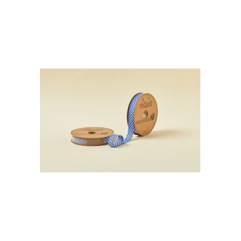 Biye Ekoseli Katlı E08 Lacivert 2 cm 25 Metre %65 Koton %35 Polyester