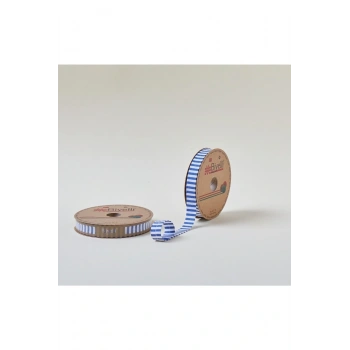 Biye Kalın Çizgili Katlı F01 Mavi 2 cm 25 Metre %65 Koton %35 Polyester