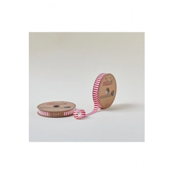 Biye Kalın Çizgili Katlı F03 Kırmızı 2 cm 25 Metre %65 Koton %35 Polyester