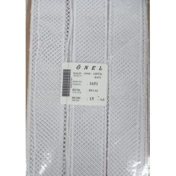 Dantel Polyester Güpür Bant Beyaz 15 Metre En 3 cm ON-1651-B