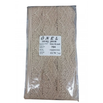 Dantel Polyester Sanal Tül Bant Cappucino 13,70 Metre En 6 cm ON-784-C