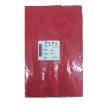 Dantel Polyester Sanal Tül Bant Kırmızı 14,60 Metre En 6 cm ON-60-K