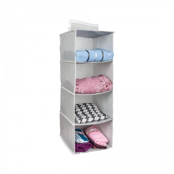 Dolap İçi Düzenleyici Katlanabilir Çok Amaçlı 4 Bölmeli Çizgili Bez Organizer (siyah)