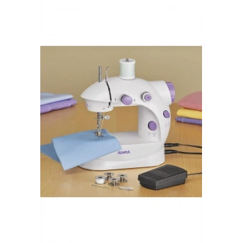 Işıklı Pedallı Dikiş Makinesi Mini Asw1 Beyaz Nakış