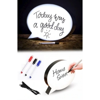 Kalemle Yazılabilen Konuşma Balonu Görünümlü Işıklı Mesaj Panosu