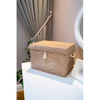 Kapaklı Püskül Detaylı Düzenleyici Çok Amaçlı Organizer Keçe Sepet (mini) - 03495