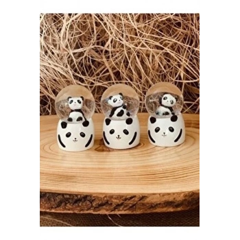 Küçük Boy Panda Kar Küresi Işıklı 6.5 Cm