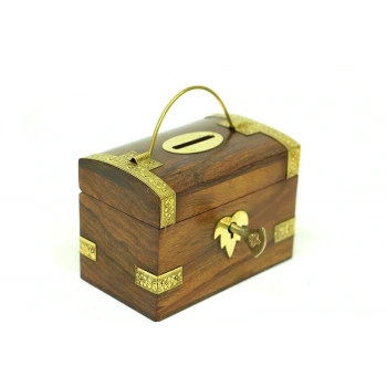Byhodi Kumbara Kilitli Ahşap Kutu Kumbara Hediyelik (Knm-H0071) (599599)