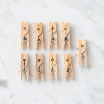 Loren 10 lu Natural Mini Ahşap Mandal