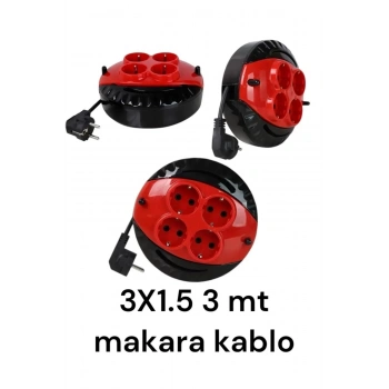 Mini Kablolu Makara 4lü 3mt (3x1,5cm)(1 Adet)