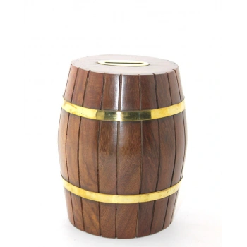 Byhodi Pirinç Ahşap Fıçı Kumbara 15 Cm (599599)