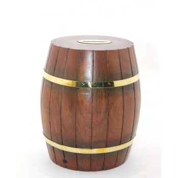 Byhodi Pirinç Ahşap Fıçı Kumbara 18 Cm (599599)