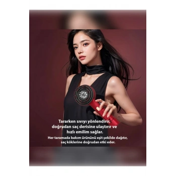 Şarjlı Ve Titreşimli Saç Masaj Tarağı Bakım Yağı Hazneli Fırça