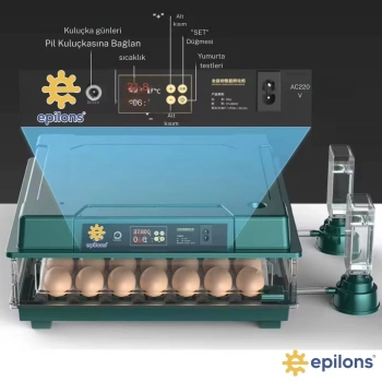 Slim Model 130 Yumurtalık Tam Otomatik Kuluçka Makinesi Gün Sayaçlı Yedek Motorlu