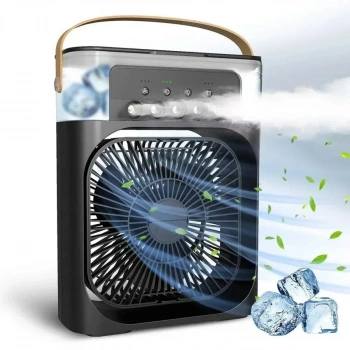 Taşınabilir 3 Farklı Mod Ayarlı 7 Farklı Led Işıklı Sulu Soğutmalı Taşınabilir Masaüstü USB Fan Vantilatör