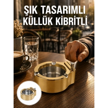 Çakmak Entegreli Küllük Yeniden Doldurulabilir Metal Gövde Yeni Nesil