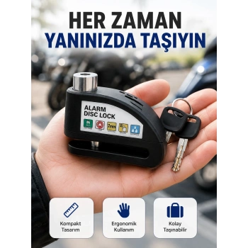 Çelik Gövdeli Alarm Disk Kilidi Motosiklet Ve Bisiklet İçin Güvenlik Yeni Nesil