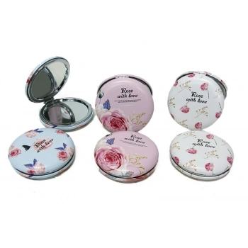 Cep Aynası Yuvarlak Tombul Flowers